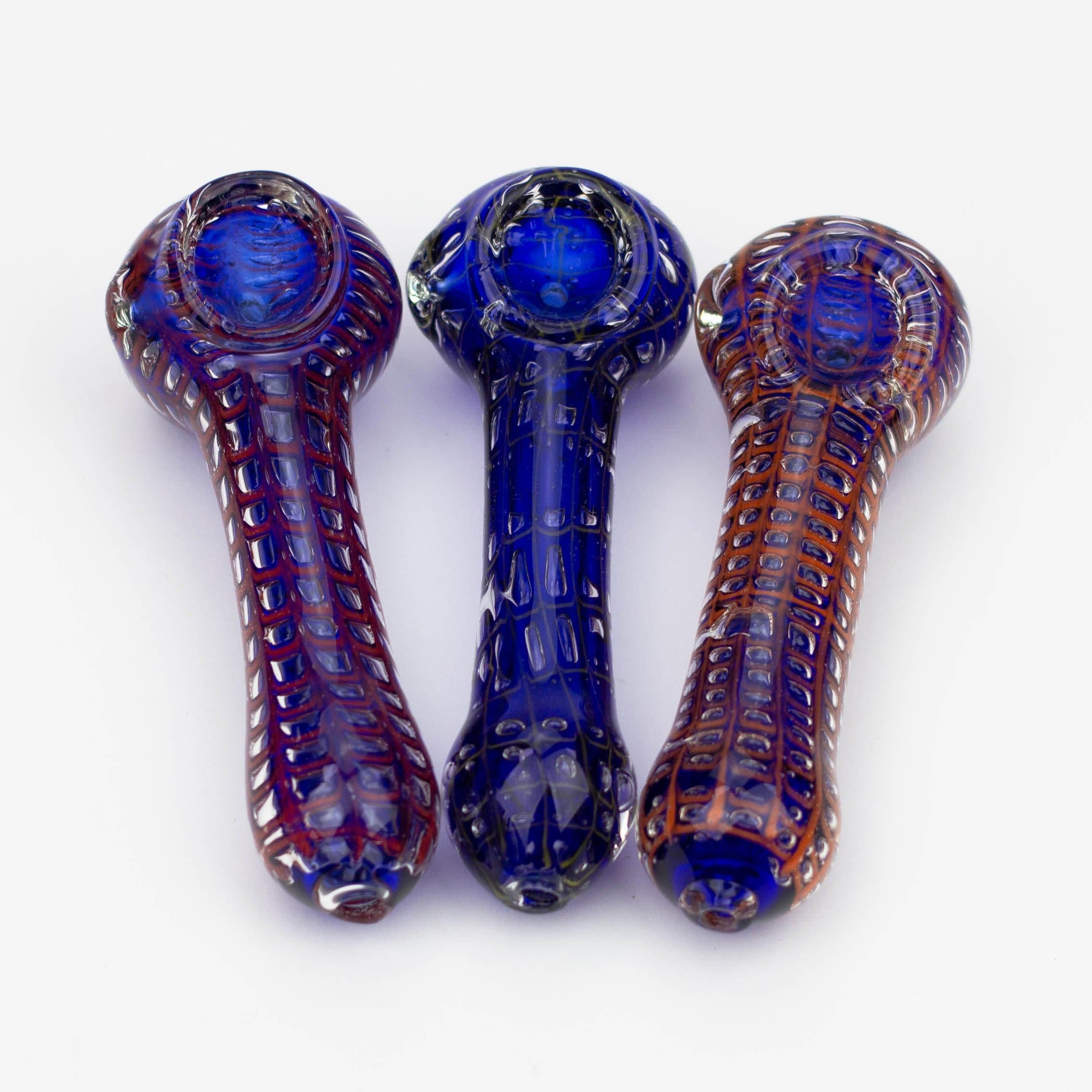 Spider web glass hand pipe 5"_0