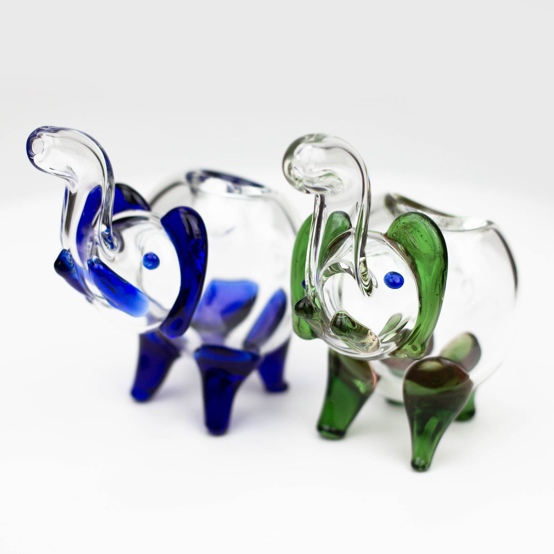 Standing elephant clear glass hand pipe 5"_0