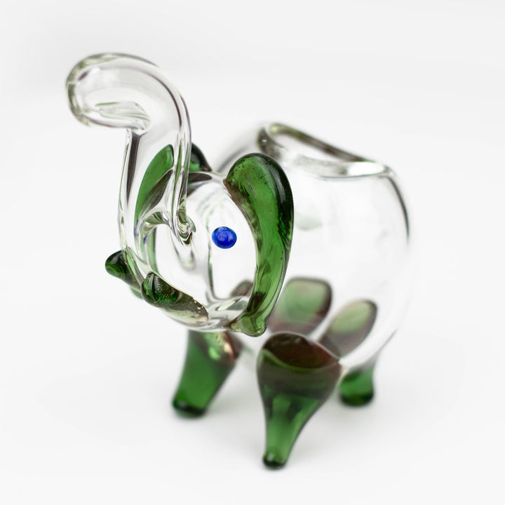 Standing elephant clear glass hand pipe 5"_2