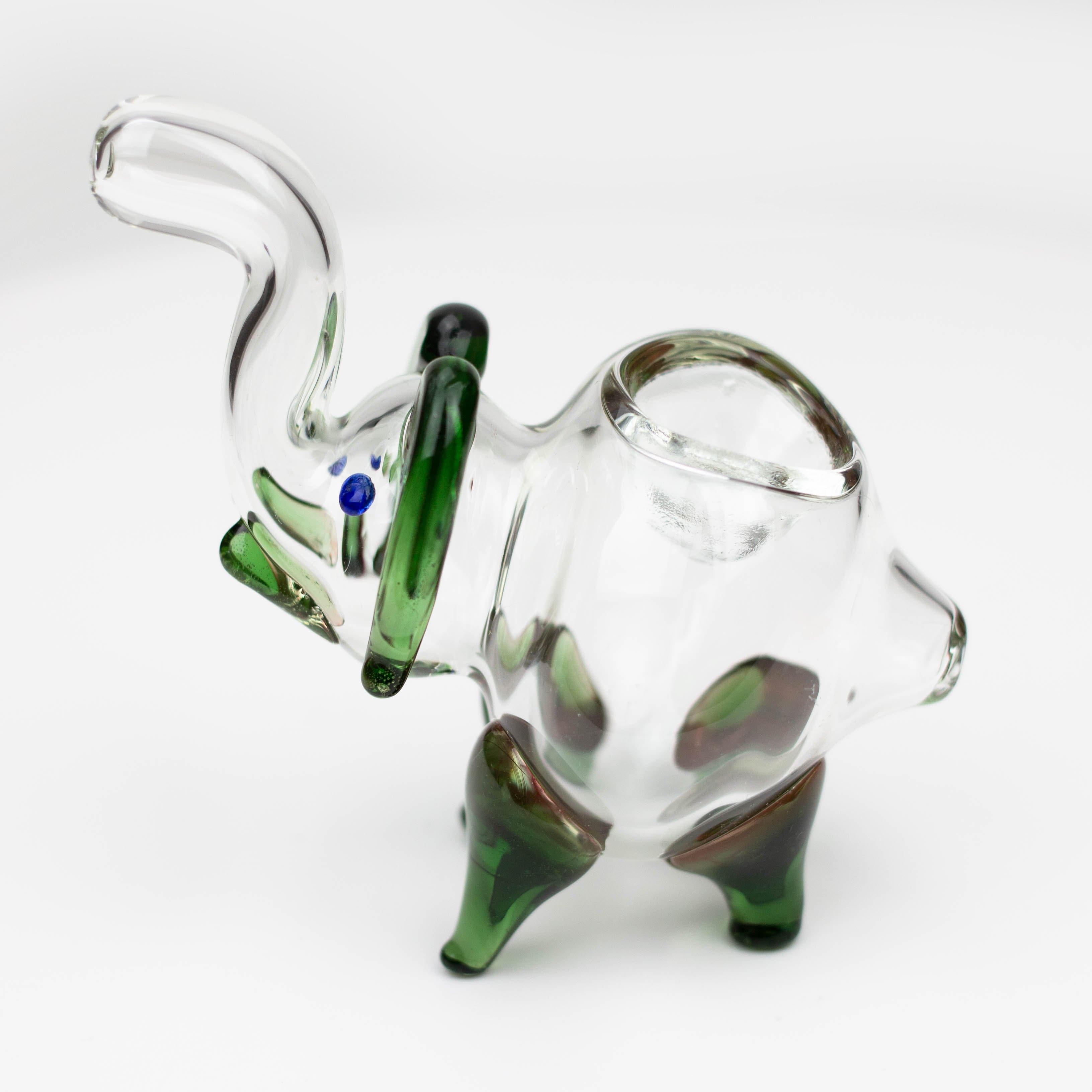 Standing elephant clear glass hand pipe 5"_3
