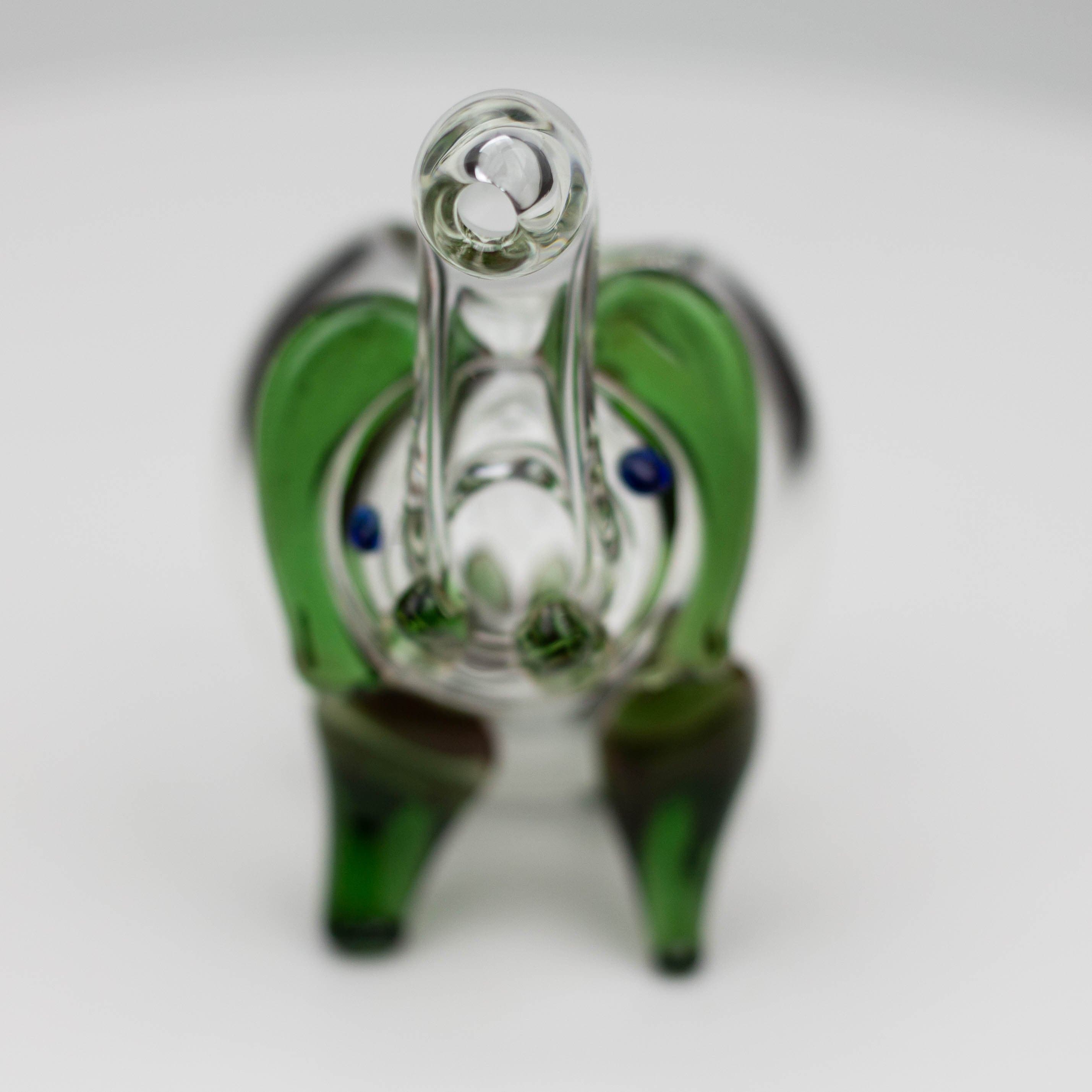 Standing elephant clear glass hand pipe 5"_4
