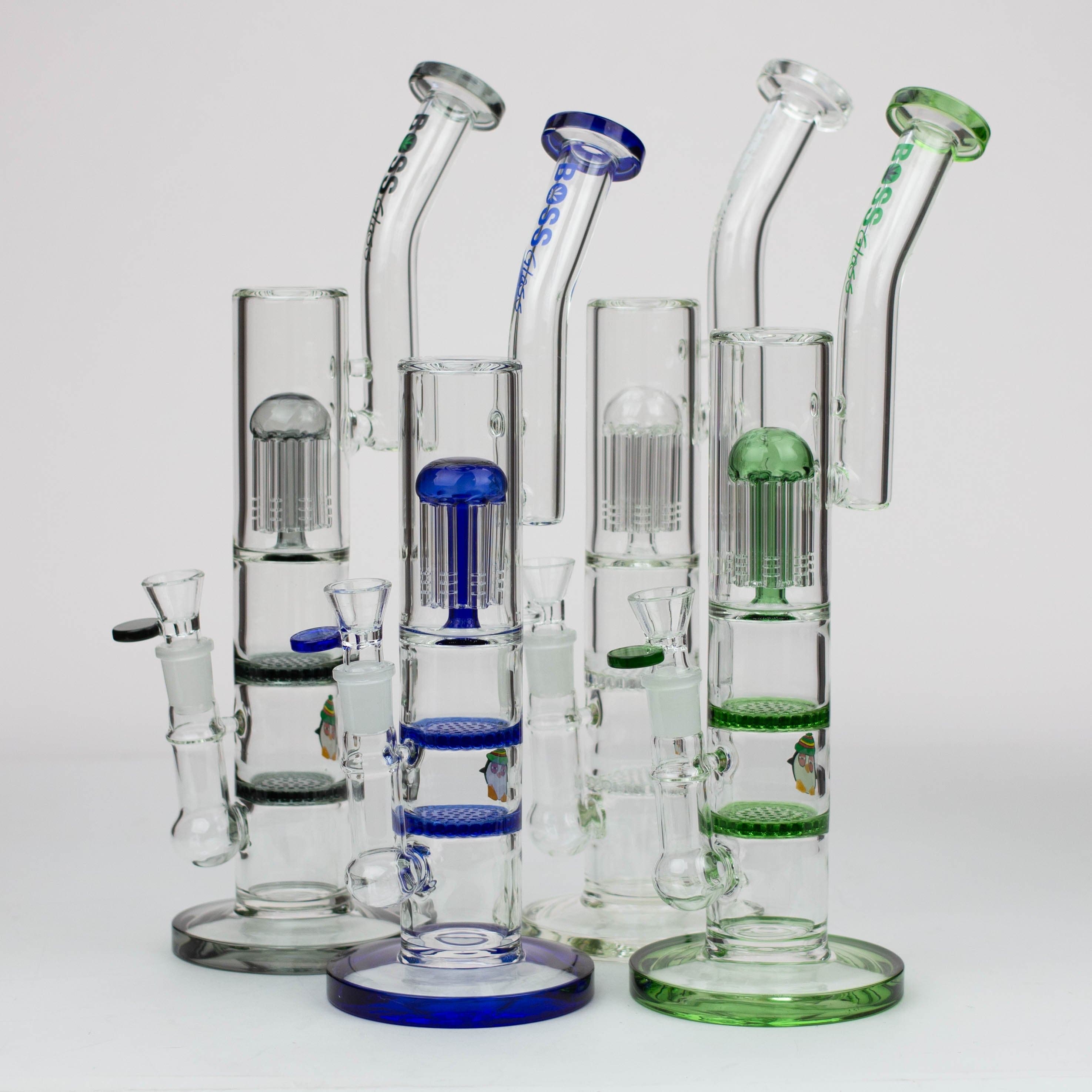 BOSS tree arm percolator and honeycomb diffuser glass pipes 16"_0