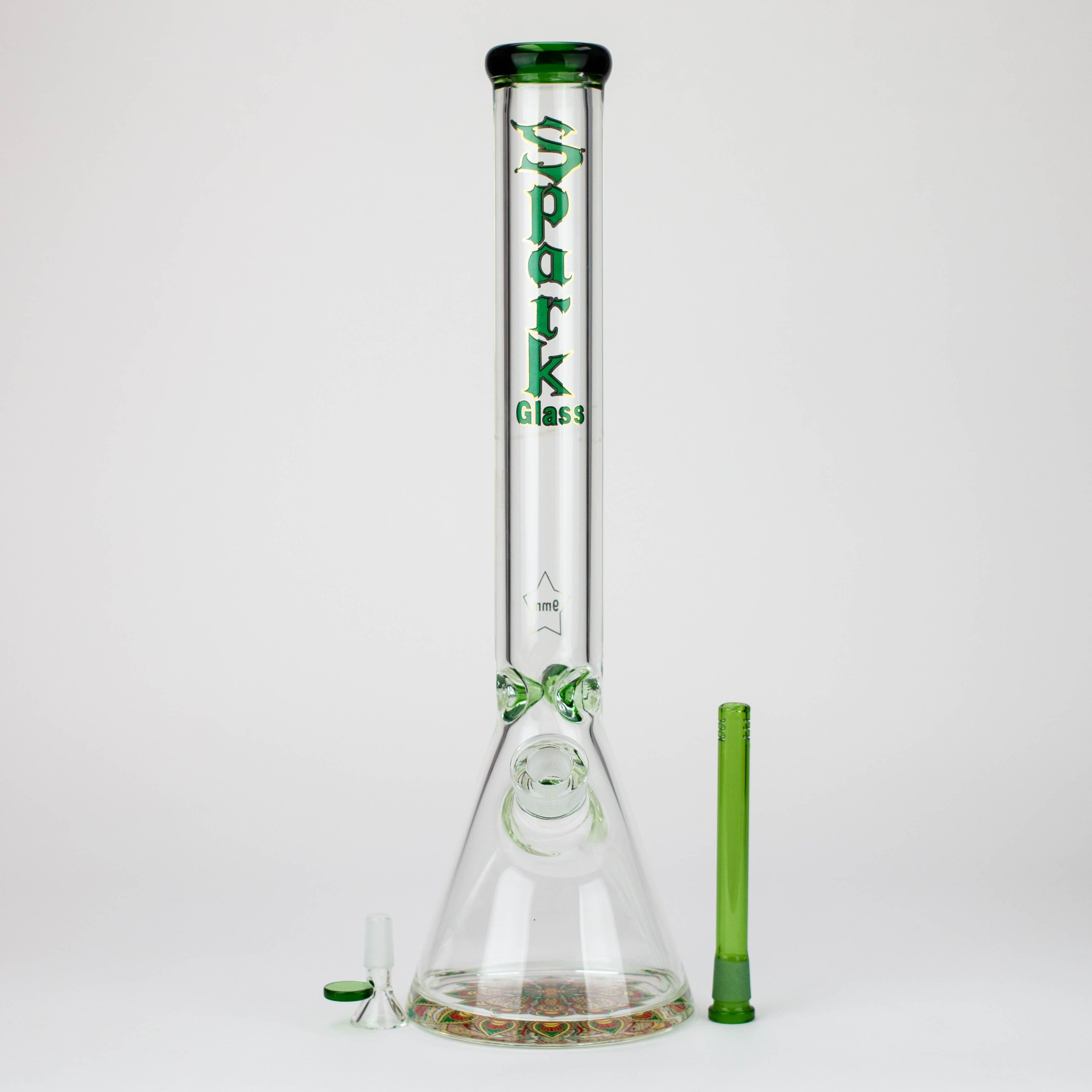 18" Spark 9 mm glass water bong with thick base_7