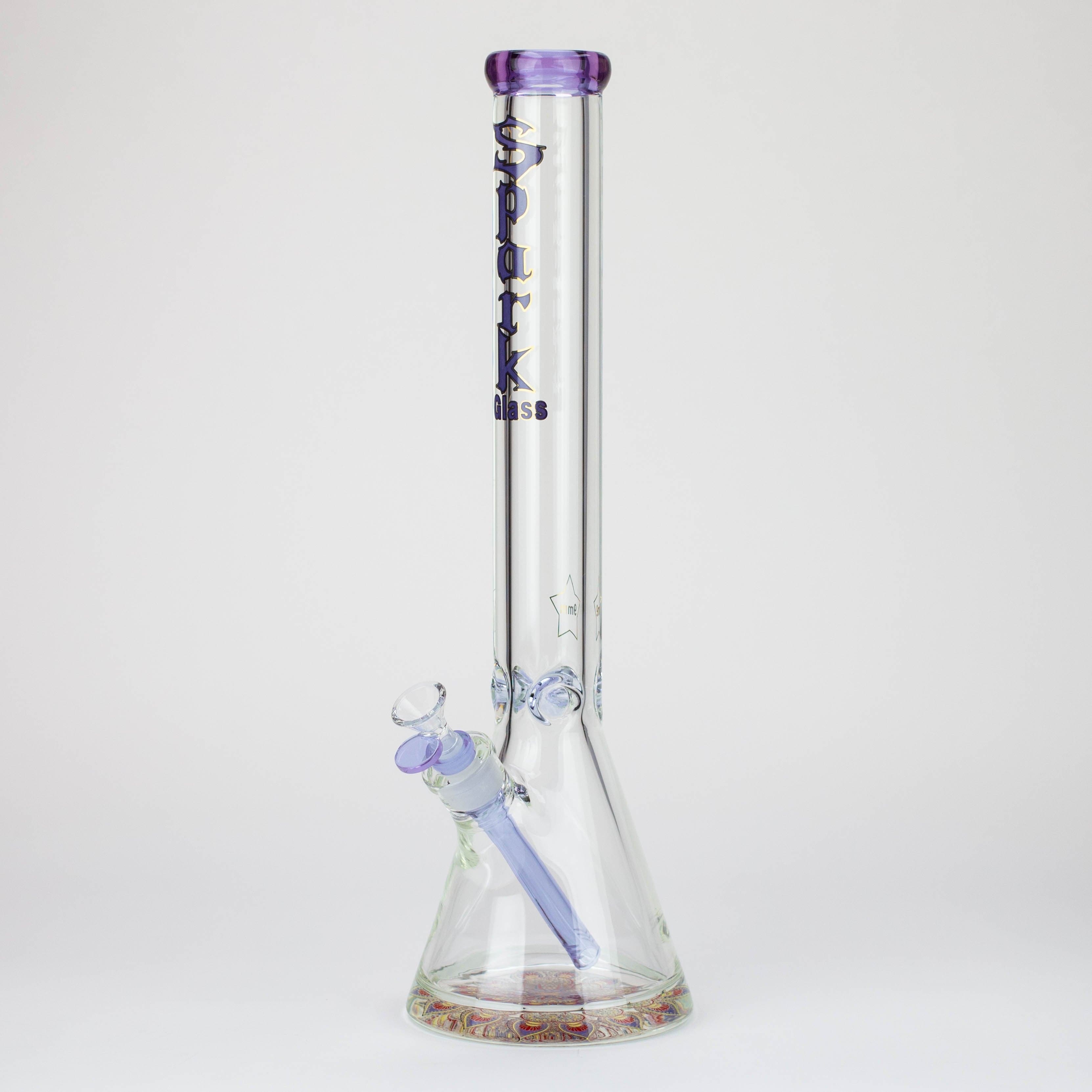18" Spark 9 mm glass water bong with thick base_10