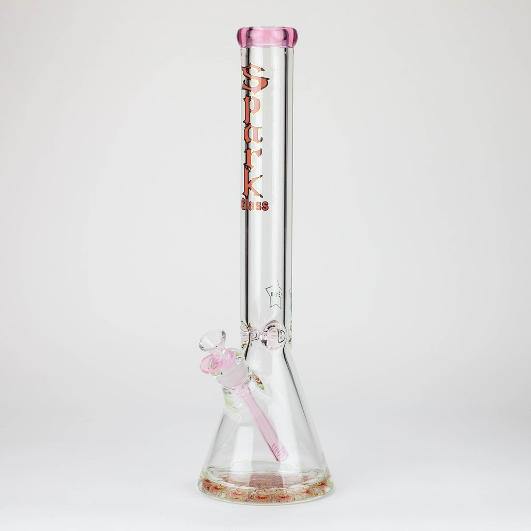 18" Spark 9 mm glass water bong with thick base_9