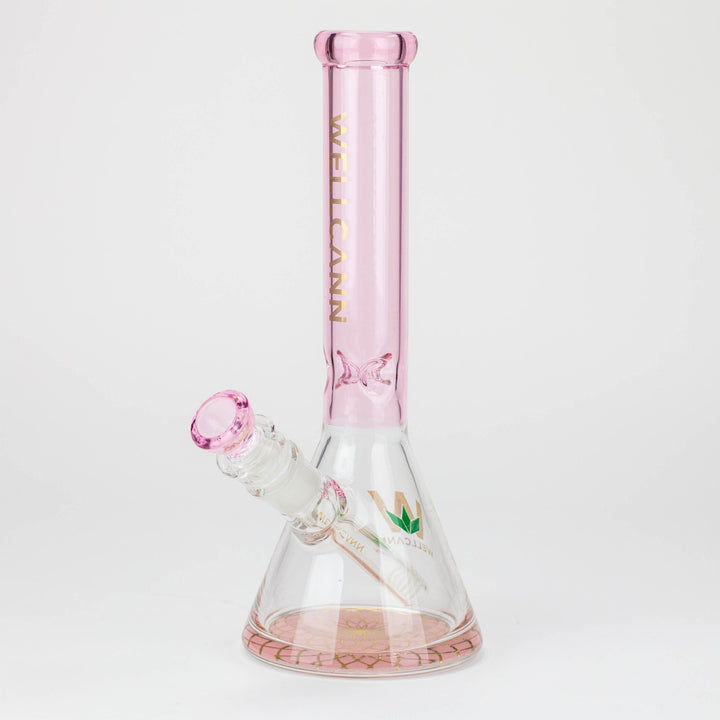 10" WellCann Coloured glass beaker pipes with wide mouth Pink_0