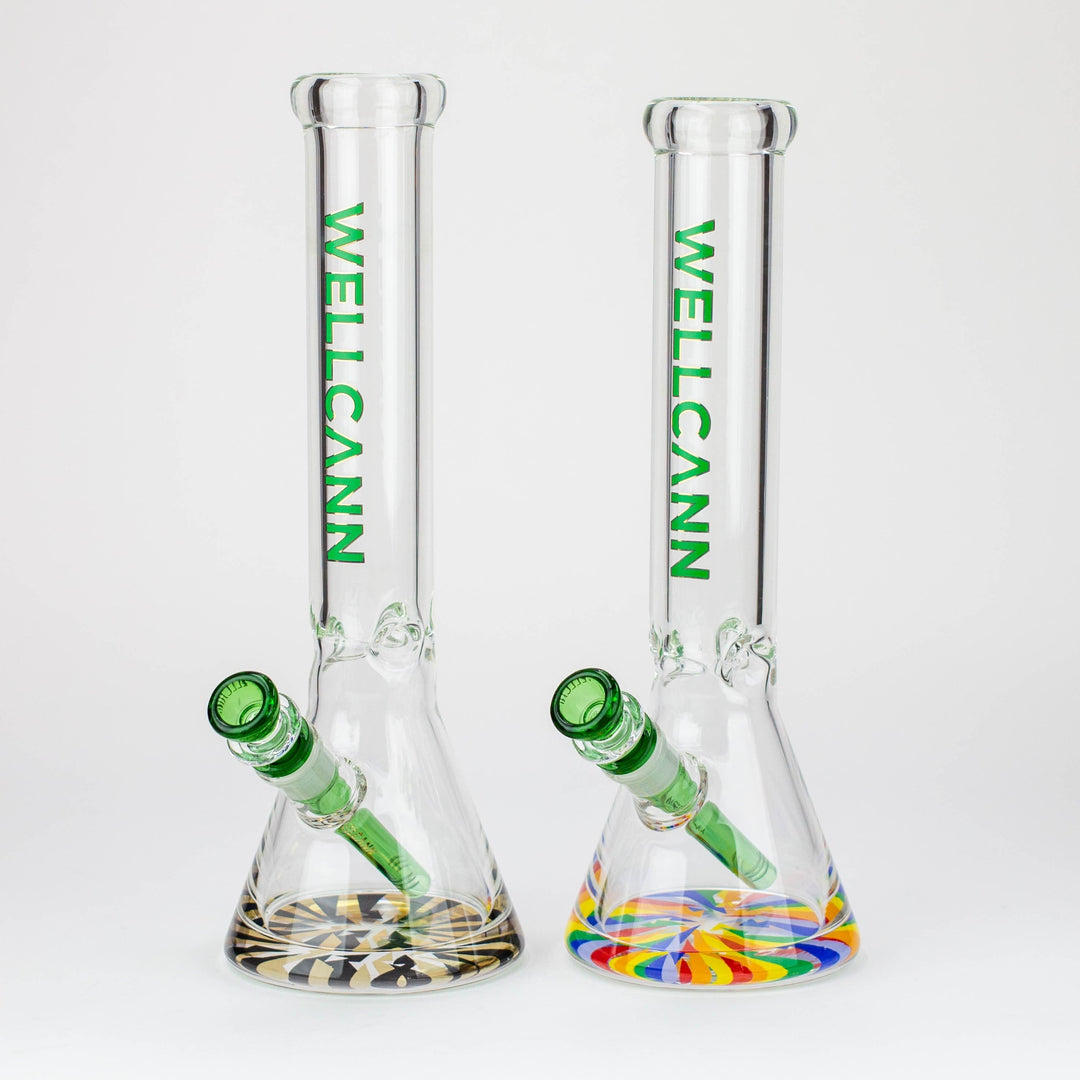 WellCann 14" 7 mm Thick beaker pipes with green logo and thick decal base_0