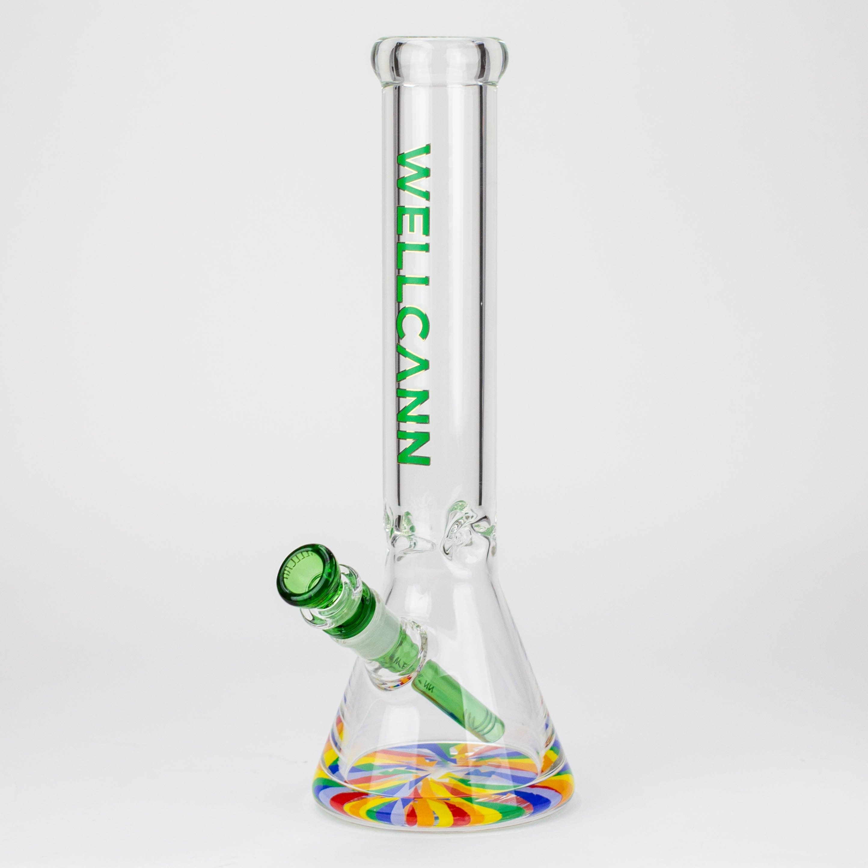 WellCann 14" 7 mm Thick beaker pipes with green logo and thick decal base_2