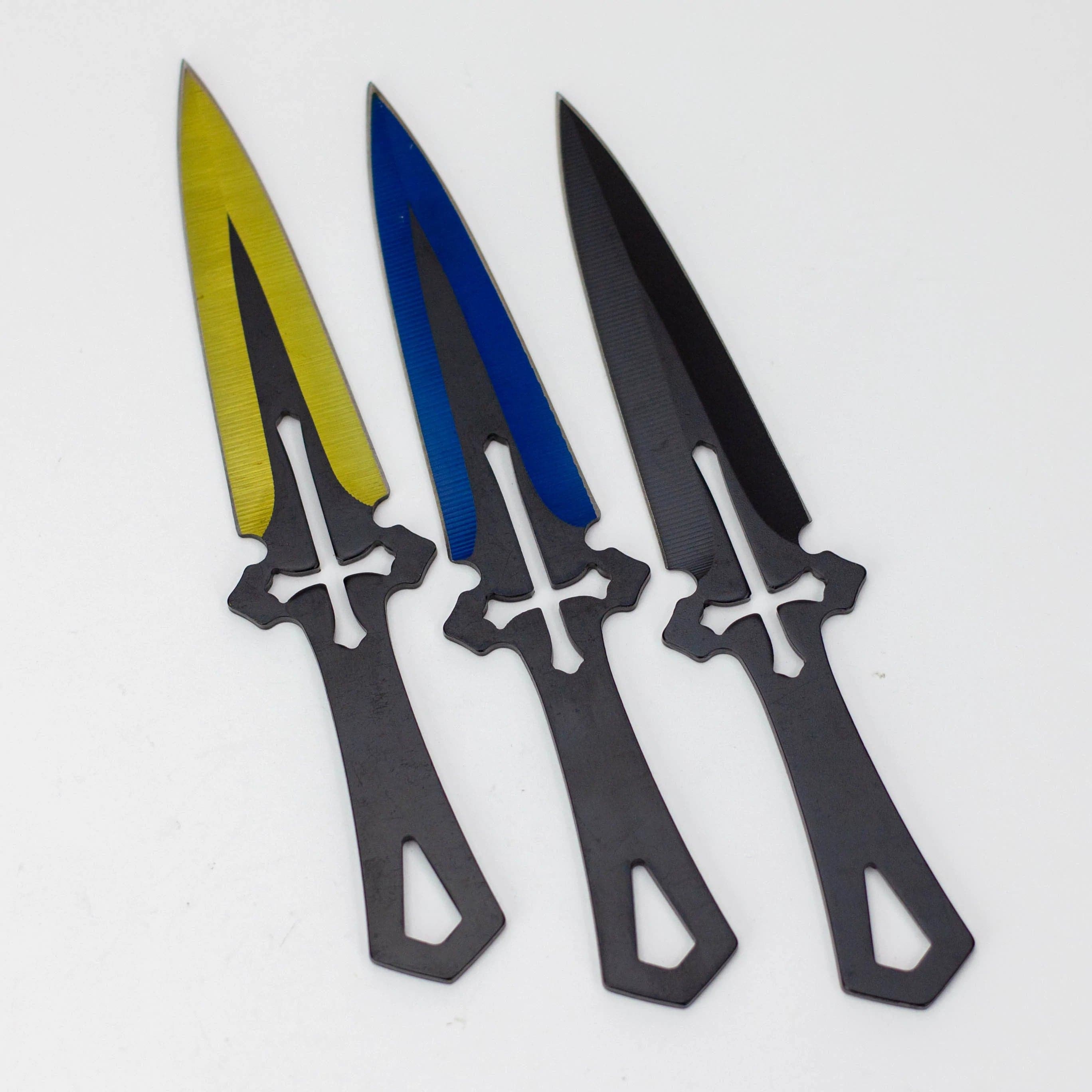 6.5″ Throwing Knife with Sheath 3PC SET Blue/Gold/Black_2