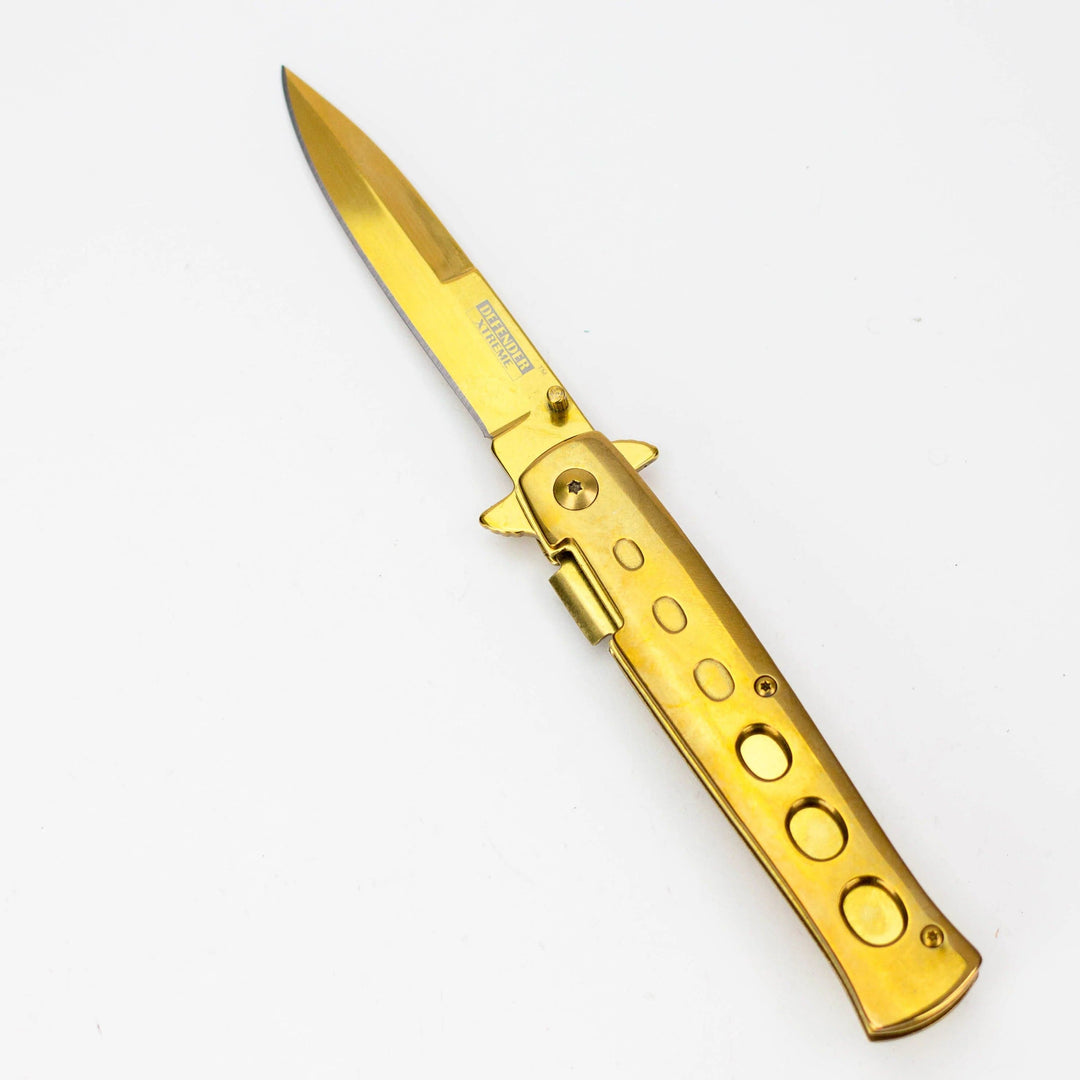 9" Defender Extreme Knife with Belt Clip Gold_0