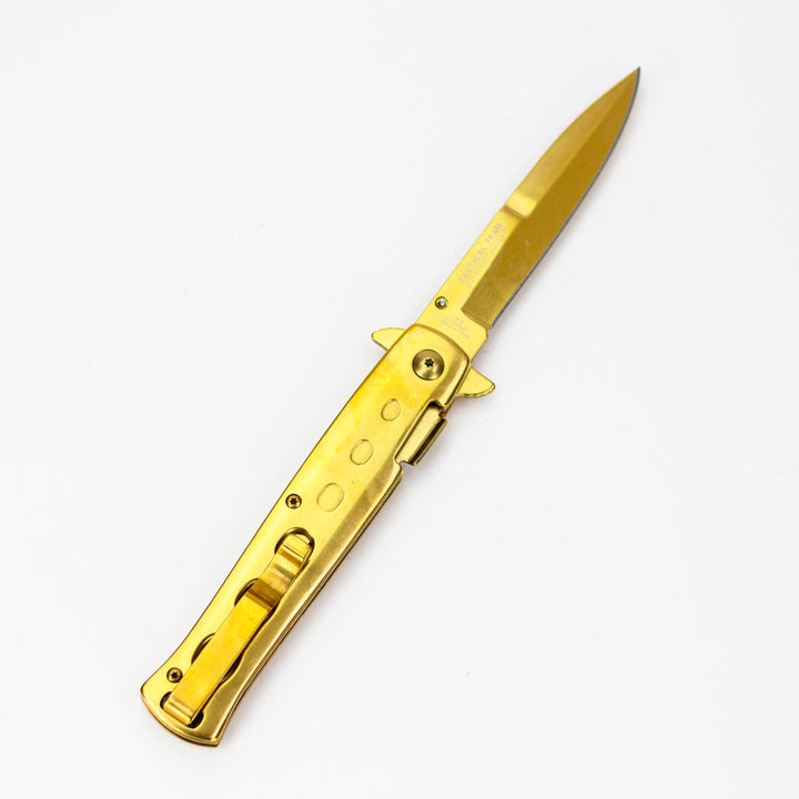 9" Defender Extreme Knife with Belt Clip Gold_2