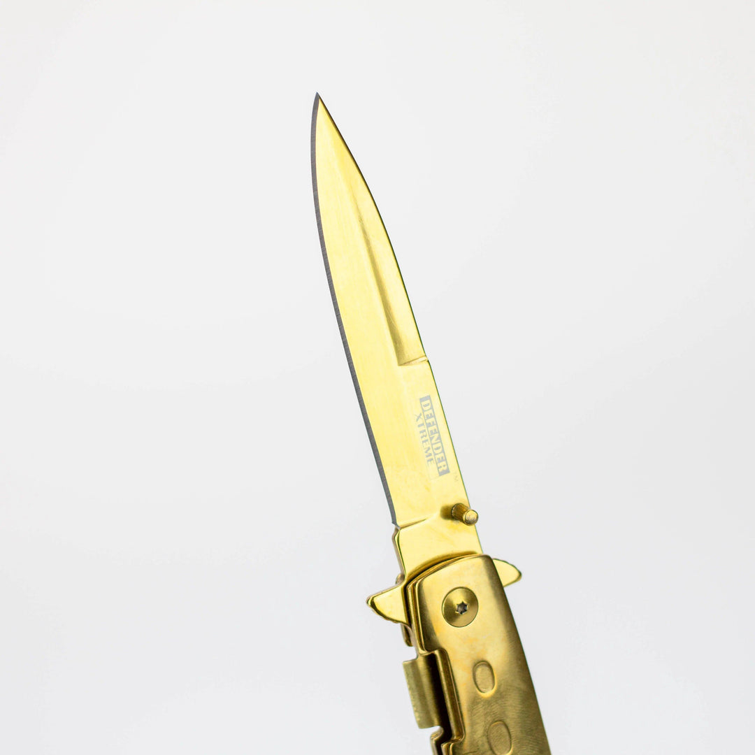 9" Defender Extreme Knife with Belt Clip Gold_3