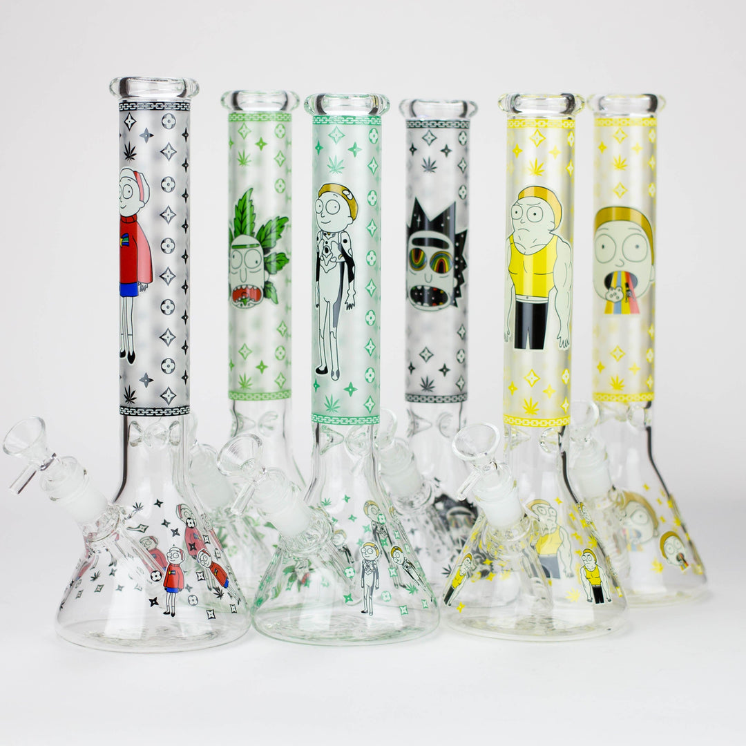 Cartoon glass water pipes glow in the dark 12"_0