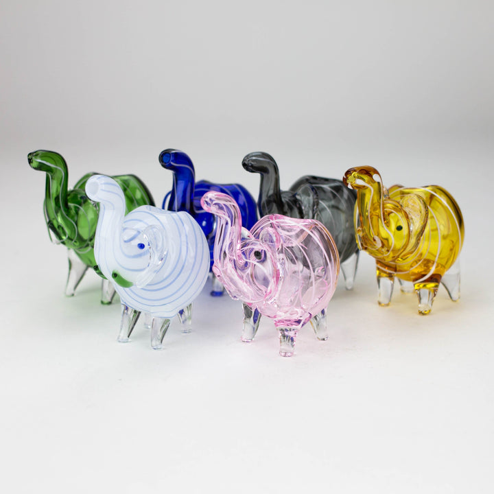 5" Standing elephant color glass hand pipes_0