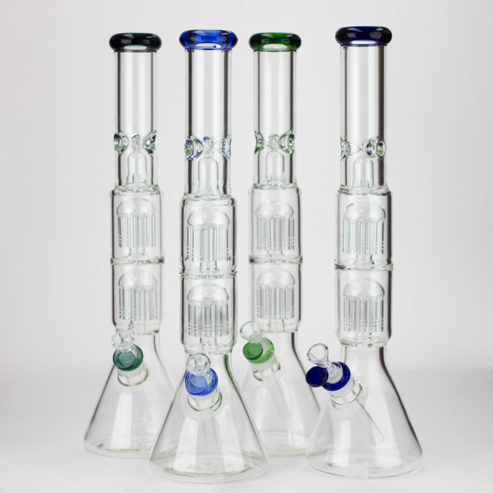 19" Dual 8 arms perc, with splash guard 7mm glass water pipes_0