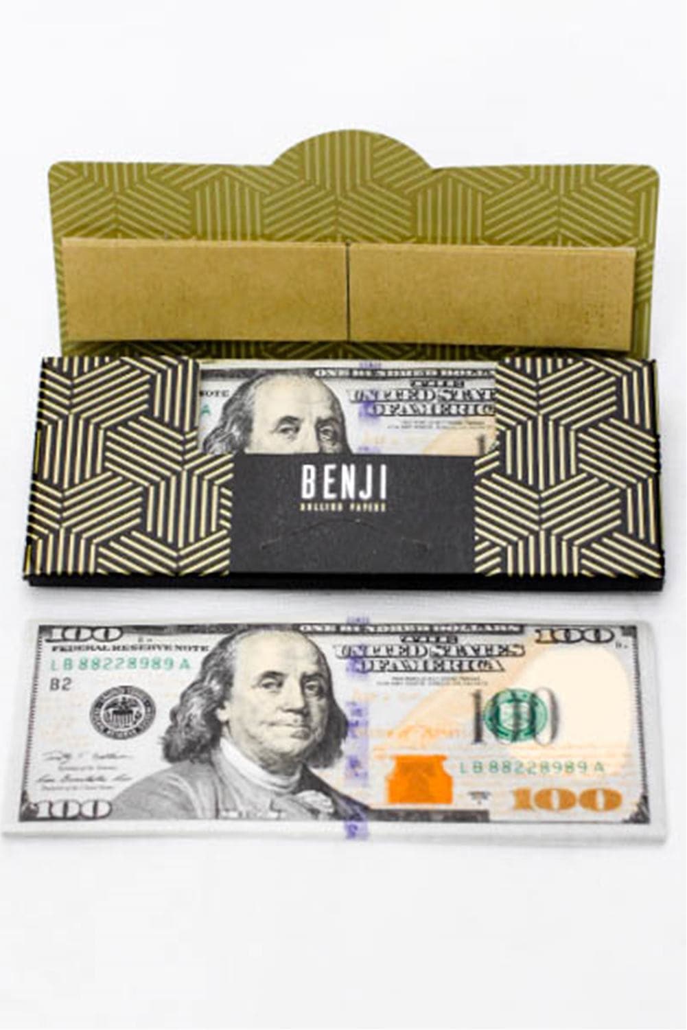 BENJI $100 BILL printed rolling paper + Filter Tips