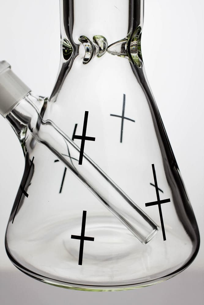 Infyniti glass cross symbol printed beaker water bong_5