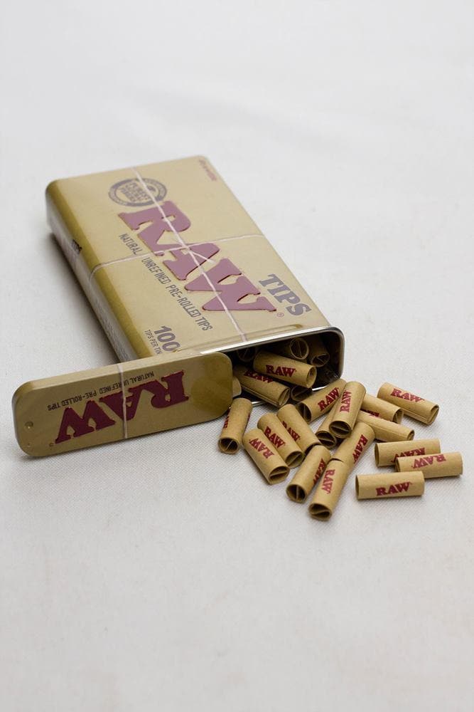 Raw Rolling paper pre-rolled filter tips 100 in a tin case