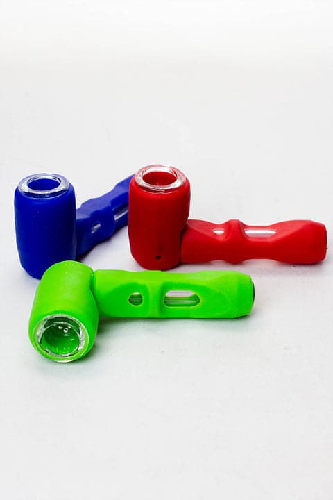 Silicone hand pipe with multi holes glass bowl and tube_0