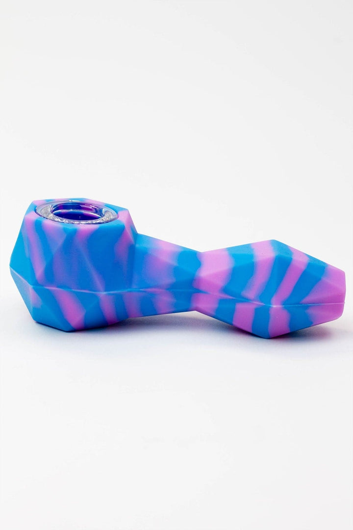 Multi colored silicone hand pipe with glass bowl_2