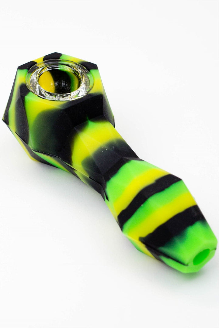 Multi colored silicone hand pipe with glass bowl_5