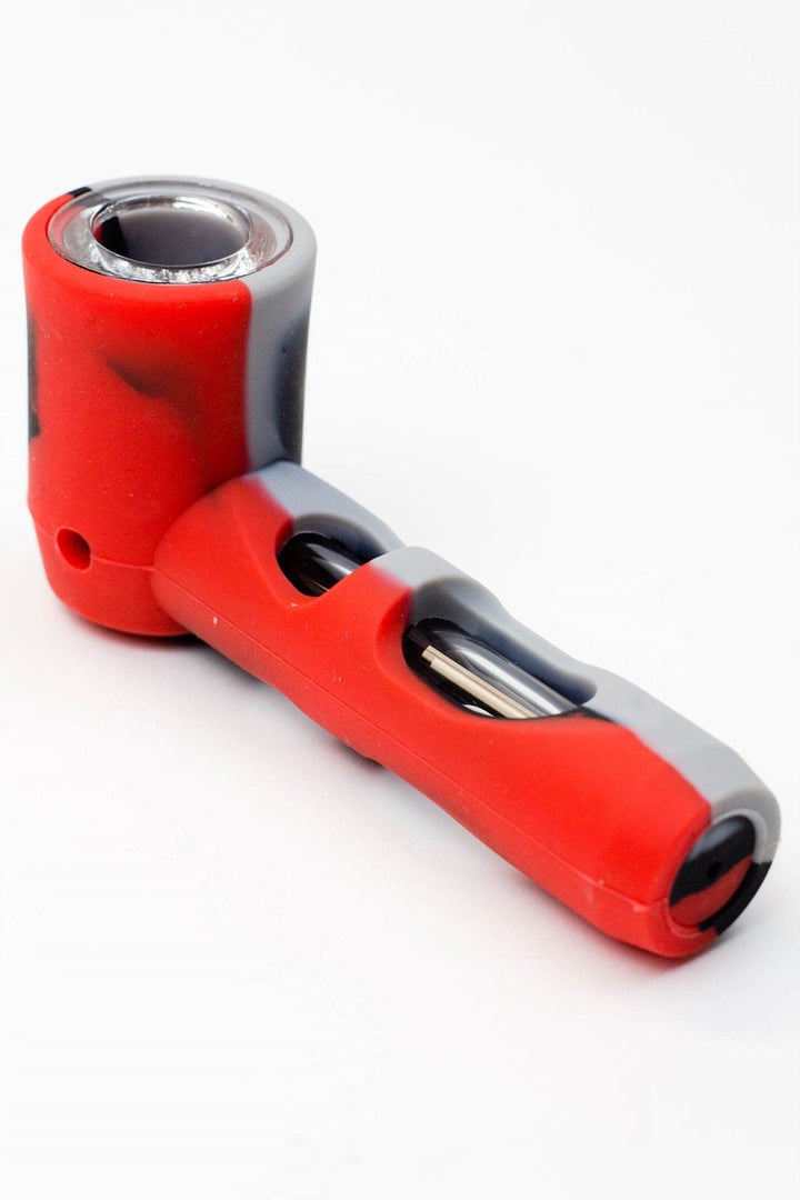 Multi colored silicone hand pipe with glass bowl and tube_2