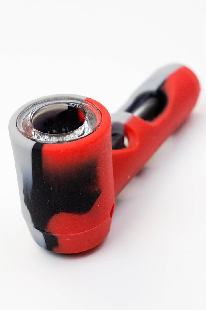 Multi colored silicone hand pipe with glass bowl and tube_1