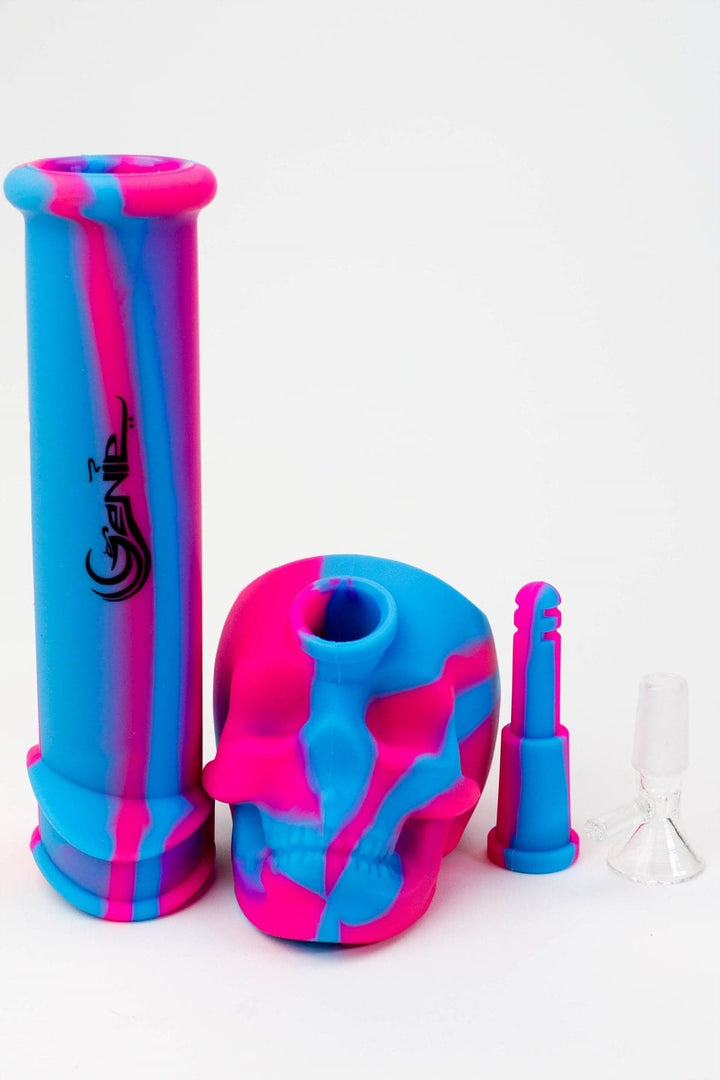 Genie skull multi colored detachable silicone water bong_3