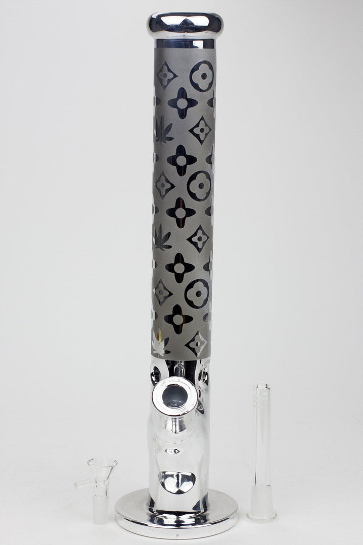 17" Luxury pattern 7 mm metallic straight tube glass bong