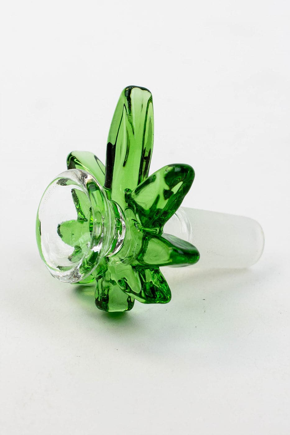 Thick glass bowl with leaf handle_2