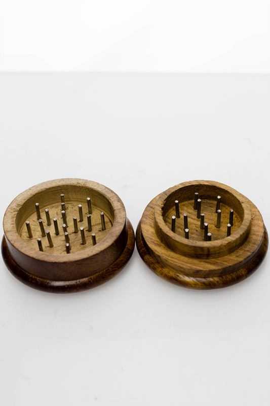 Leaf carved  wooden grinder 2 parts_1