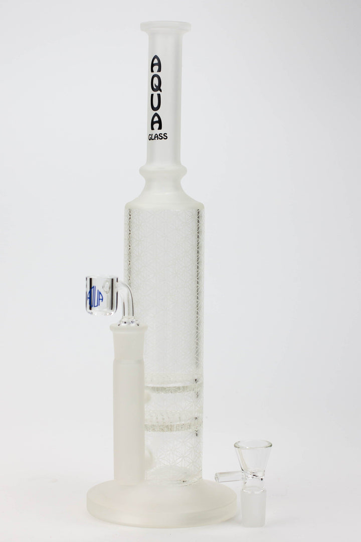 Aqua glass 2-in-1 dual honeycomb sandblast glass water pipes_0