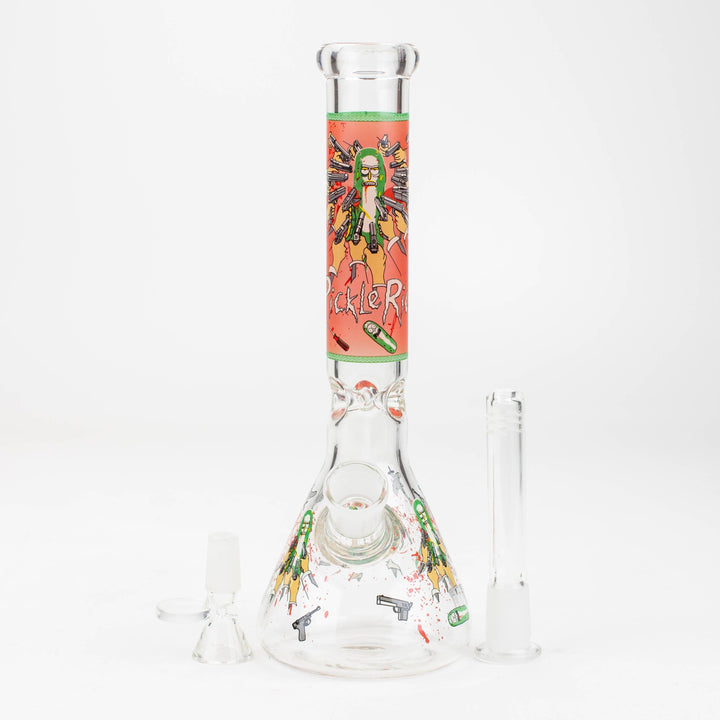 10" RM decal Glow in the dark glass water bong_2