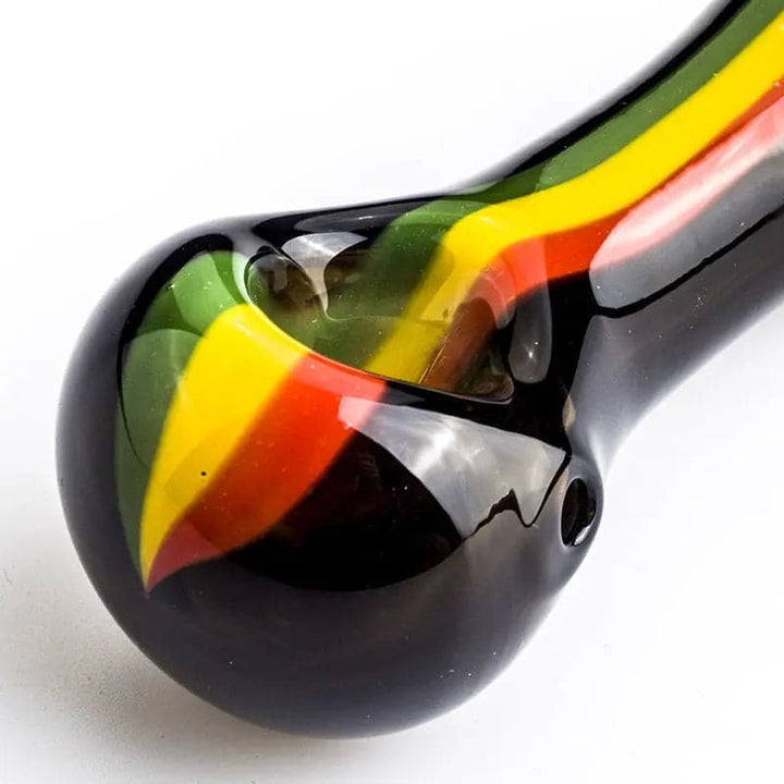 Black Glass Spoon Pipe w/ Stripes