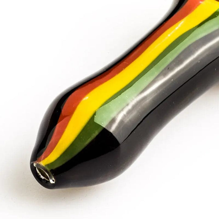 Black Glass Spoon Pipe w/ Stripes