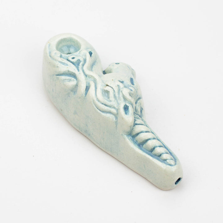 Handmade ceramic smoking pipe unicorn_1