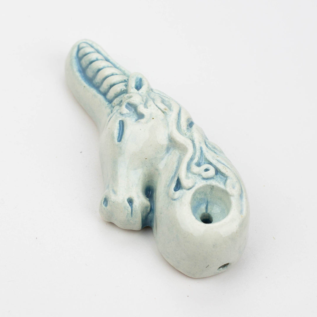 Handmade ceramic smoking pipe unicorn_0