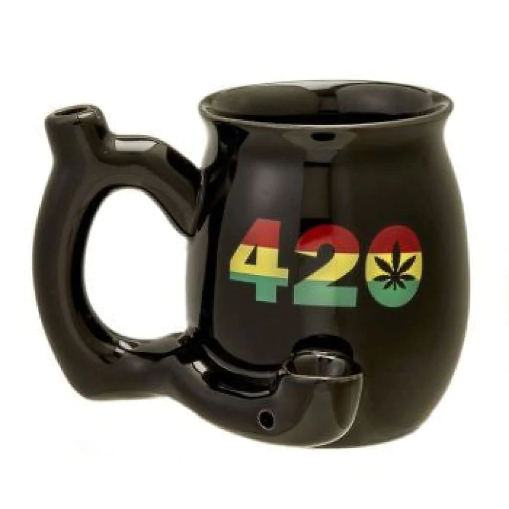 Ceramic Black 420 Mug With Rasta Colors
