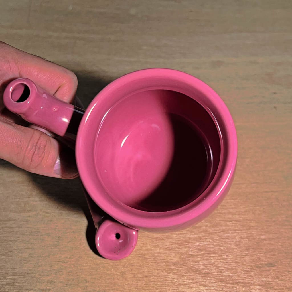 Ceramic Pink Stoner Girl Mug Hand Pipe