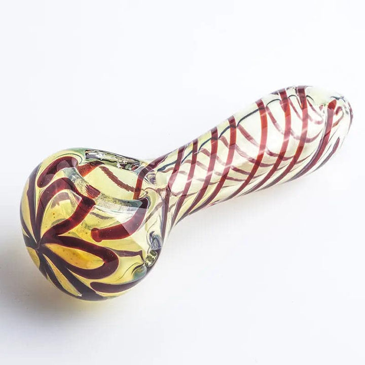 Clear Glass Spoon Pipe w/ Swirl Stripes
