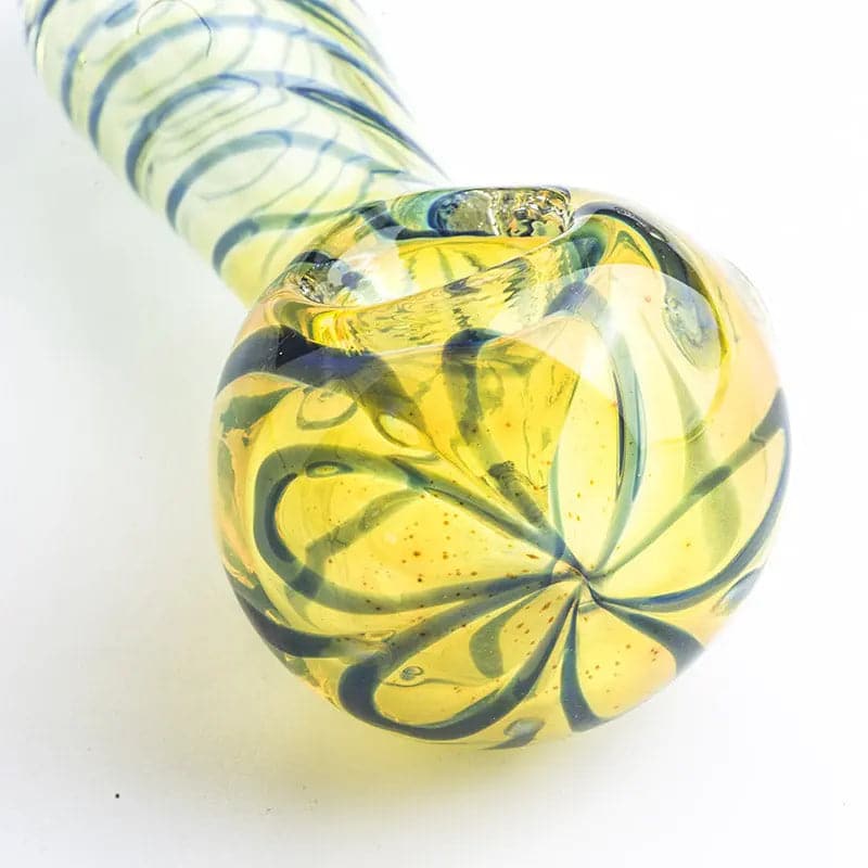 Clear Glass Spoon Pipe w/ Swirl Stripes