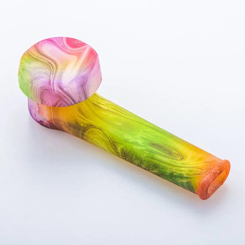 Glow-In-The-Dark Colorful Silicone Hand Pipe With Lid