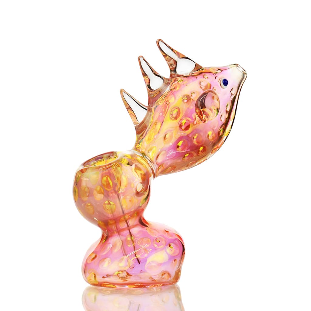 Fish Bubbler Gold Fume Glass Art