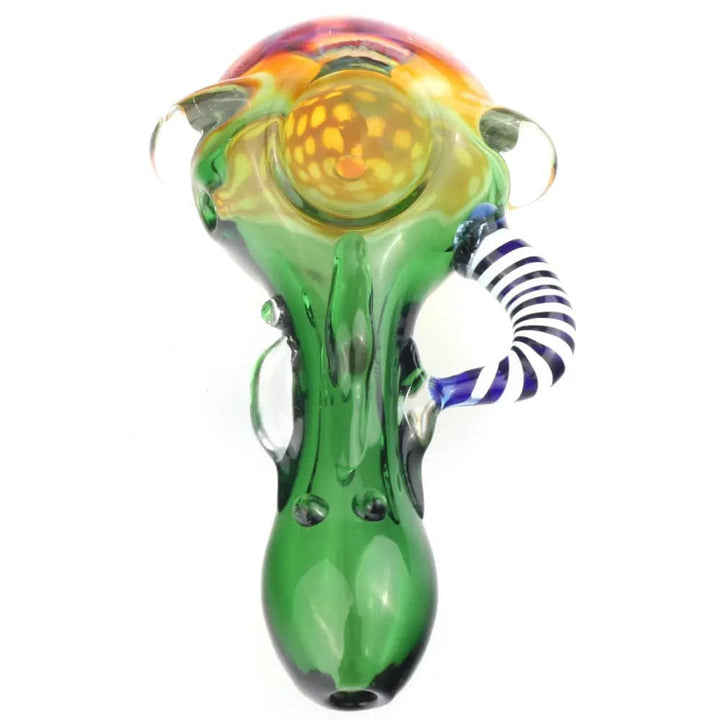 Fumed Bubble Glass Pipe with Glass Horns