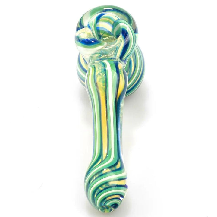Blue and Green Spiral Fumed Glass Hammer Bubbler