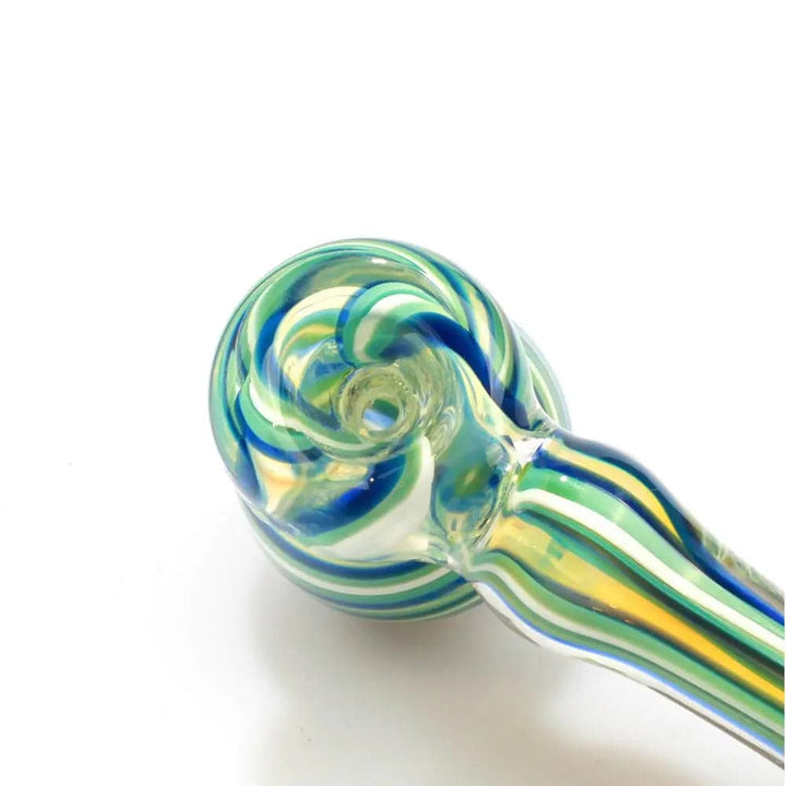 Blue and Green Spiral Fumed Glass Hammer Bubbler