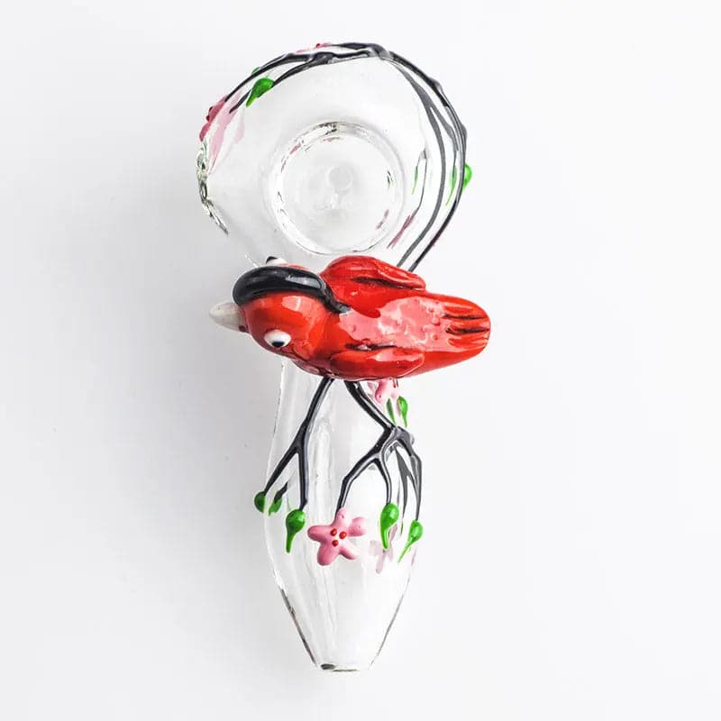 Girly Glass Pipe w/ Bird& Flower