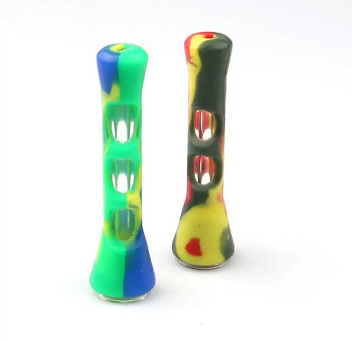 Glass Chillum Pipe w/ Silicone Sleeve