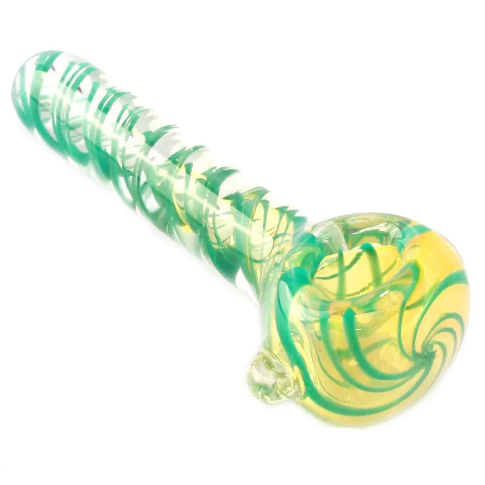4.3" Turquoise Spiral Inside Out Glass Pipe w/ Clear Marble