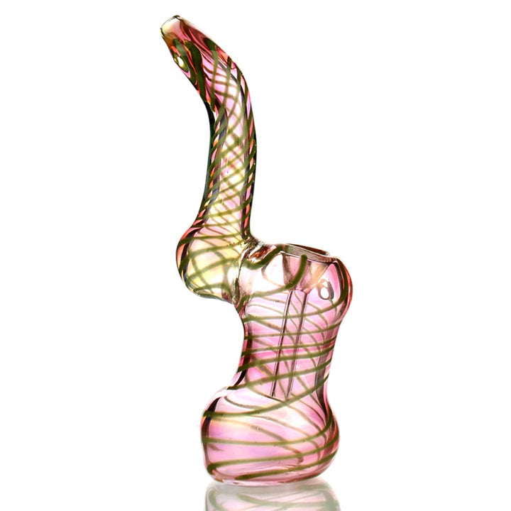 Gold Fume Glass Bubbler With Swirling Art